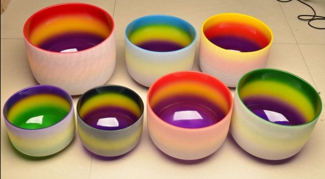 Crystal Singing Bowl Rainbow Frosted
